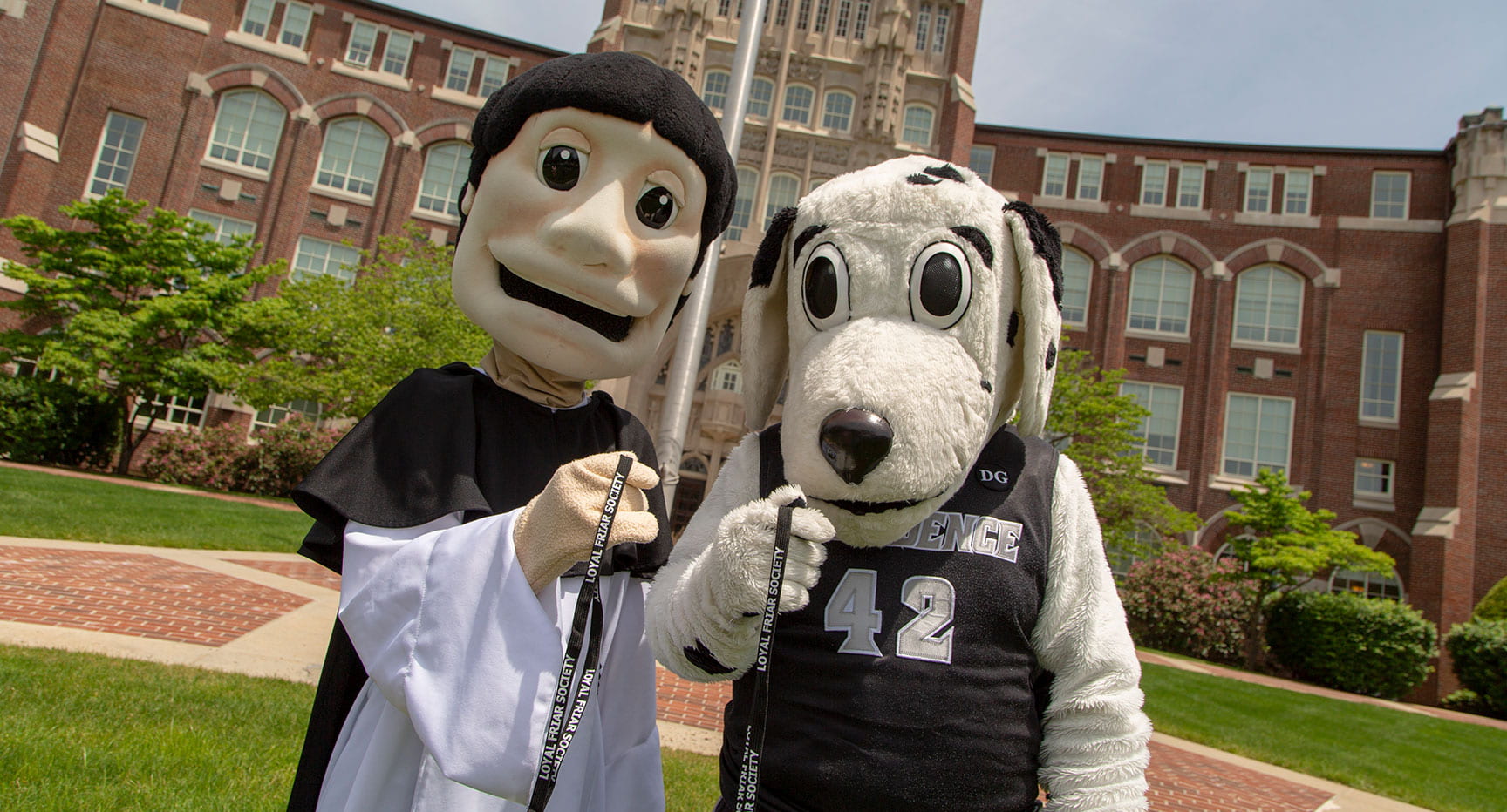 mascots with lanyards